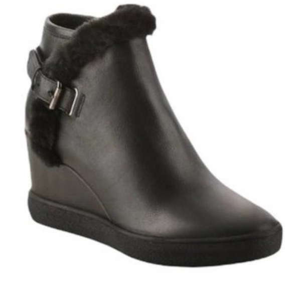 AQUATALIA LEATHER CAMERON FUR TRIM WEDGE BOOTIES SIZE 9 EUC - Picture 4 of 13